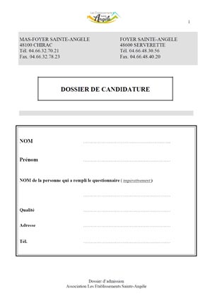 dossier de demande d'admission